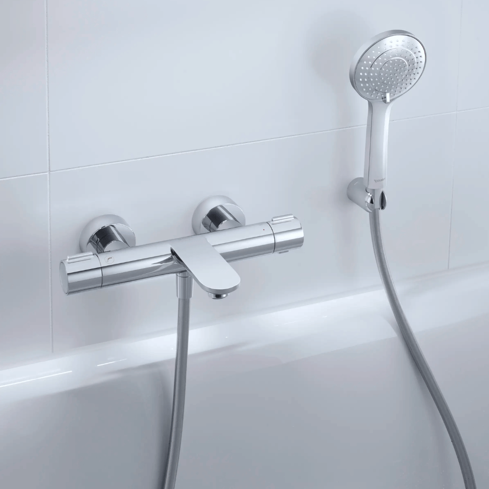 Pack mitigeur bain douche thermostatique DURAVIT Wave + pommeau Universal 3 jets + flexible 160 cm |Batinea