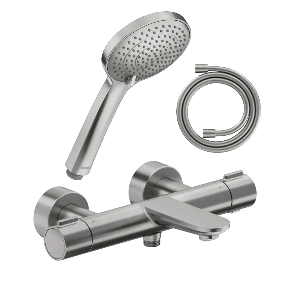 Pack mitigeur bain douche thermostatique DURAVIT Wave + pommeau Universal 3 jets + flexible 160 cm |Batinea