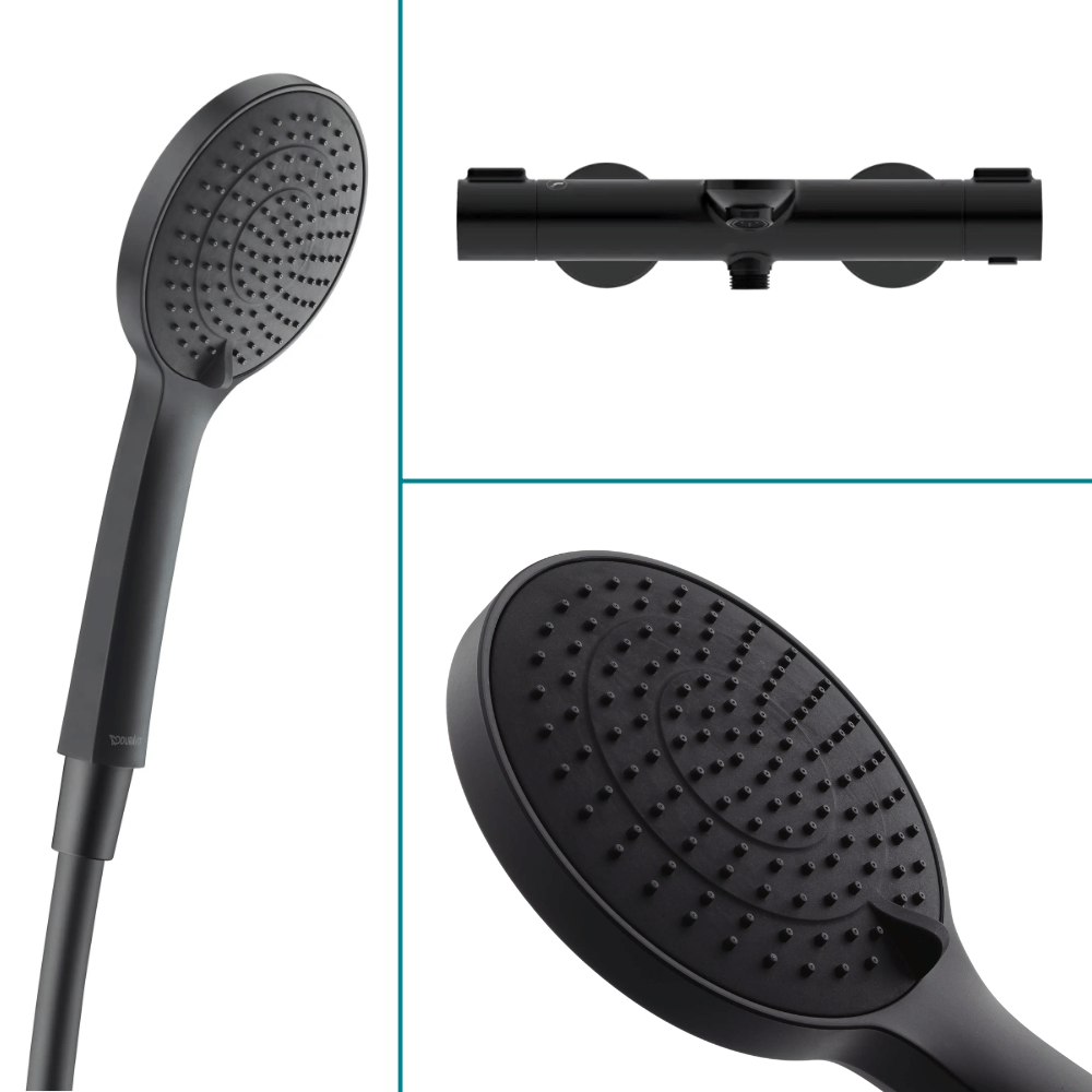 Pack mitigeur bain douche thermostatique DURAVIT Wave + pommeau Universal 3 jets + flexible 160 cm |Batinea