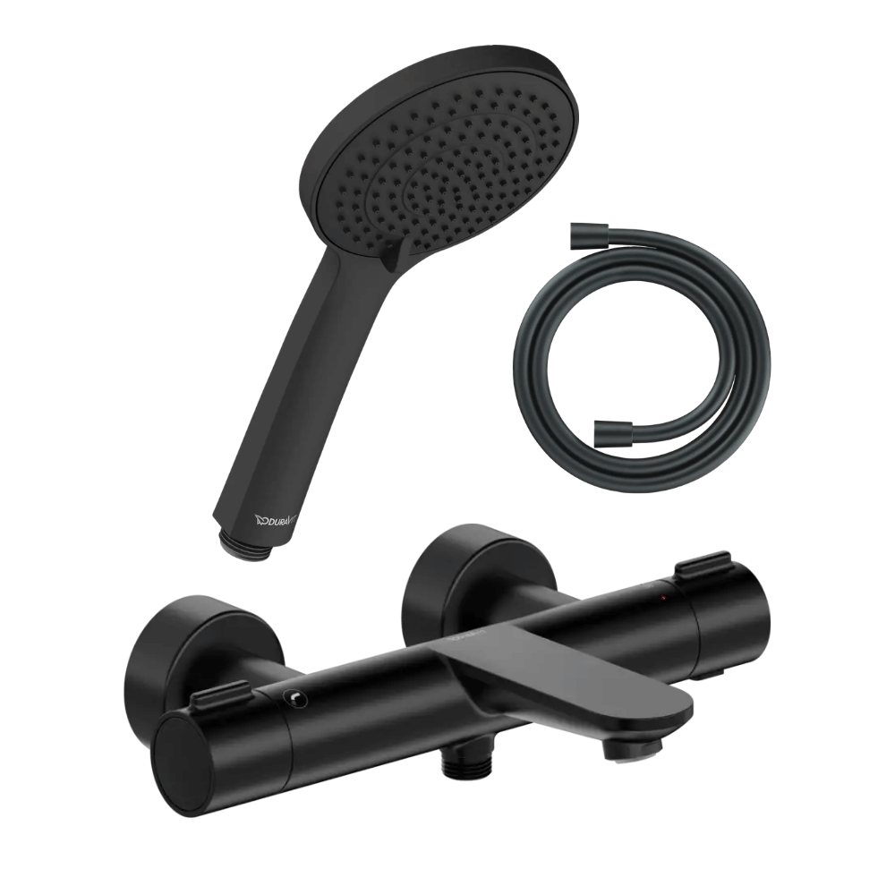 Pack mitigeur bain douche thermostatique DURAVIT Wave + pommeau Universal 3 jets + flexible 160 cm |Batinea