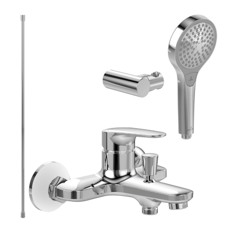 Ensemble bain douche mécanique VILLEROY ET BOCH O novo avec douchette 3 jets et support