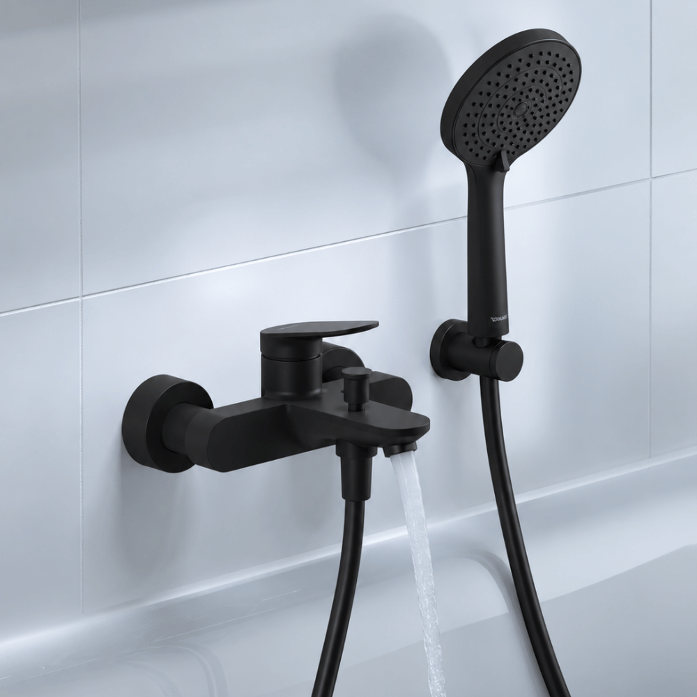 Pack mitigeur bain douche mécanique DURAVIT Wave + pommeau Universal 3 jets + flexible 160 cm |Batinea