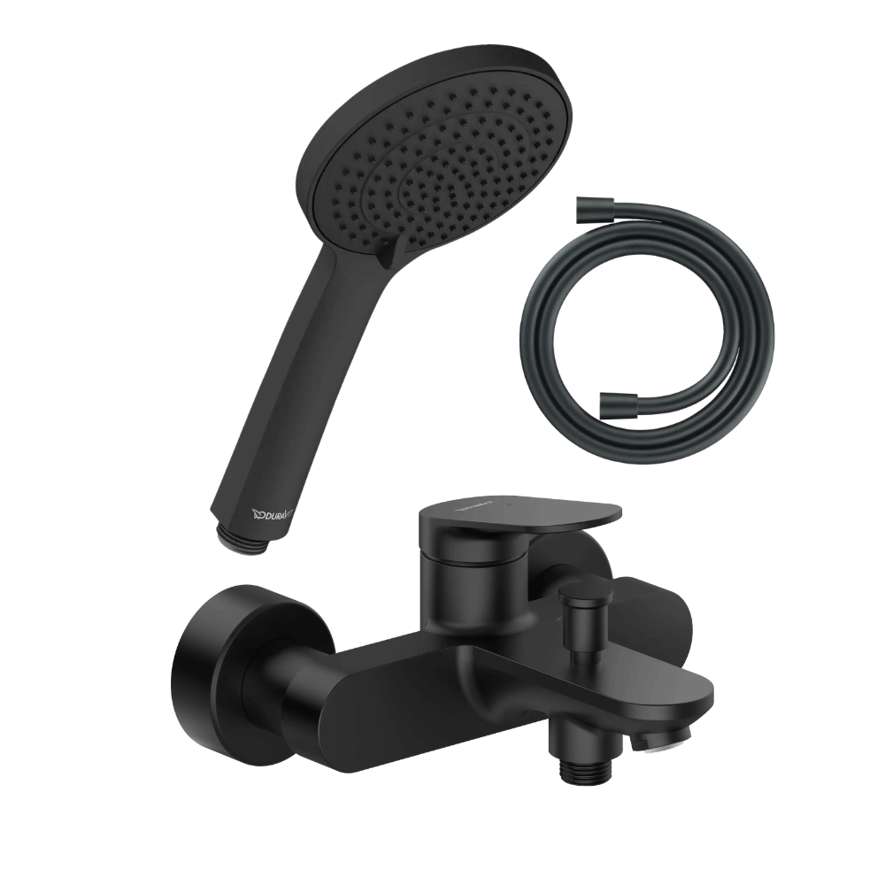 Pack mitigeur bain douche mécanique DURAVIT Wave + pommeau Universal 3 jets + flexible 160 cm |Batinea