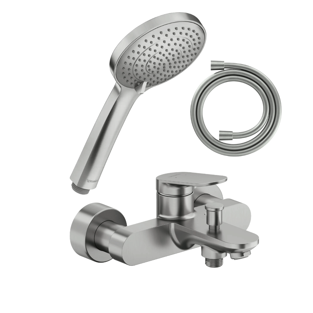 Pack mitigeur bain douche mécanique DURAVIT Wave + pommeau Universal 3 jets + flexible 160 cm |Batinea