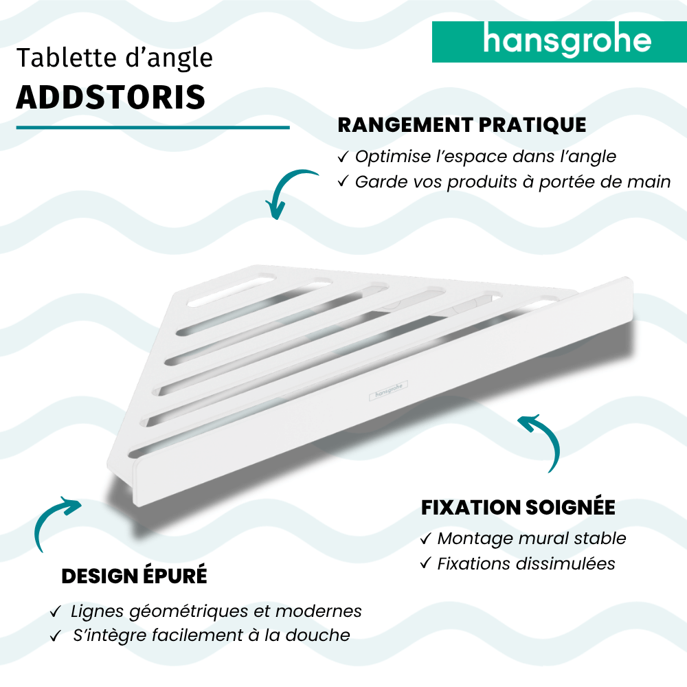 Tablette d'angle HANSGROHE AddStoris blanc mat infos