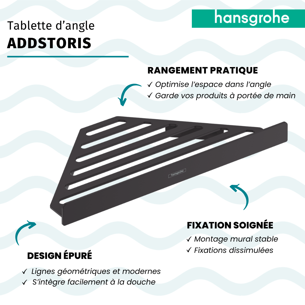 Tablette d'angle HANSGROHE AddStoris noir mat infos