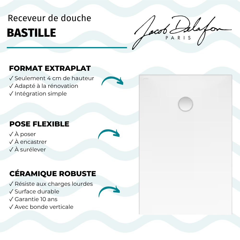 Receveur de douche JACOB DELAFON Bastille céramique