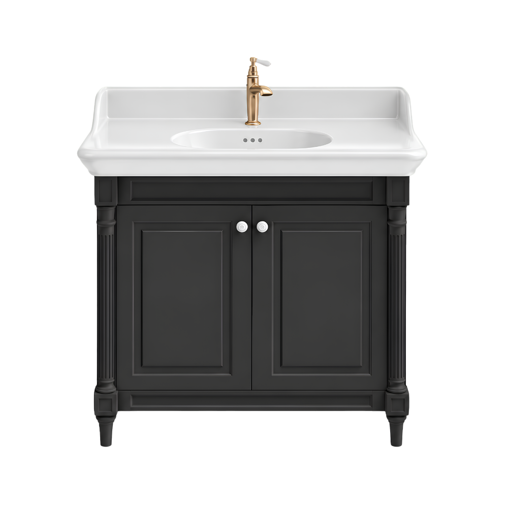 Meuble de salle de bain JACOB DELAFON Cléo 1889 Gris Intense + plan vasque 1 trou + mitigeur
