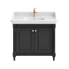 Meuble de salle de bain JACOB DELAFON Cléo 1889 Gris Intense + plan vasque 1 trou + mitigeur
