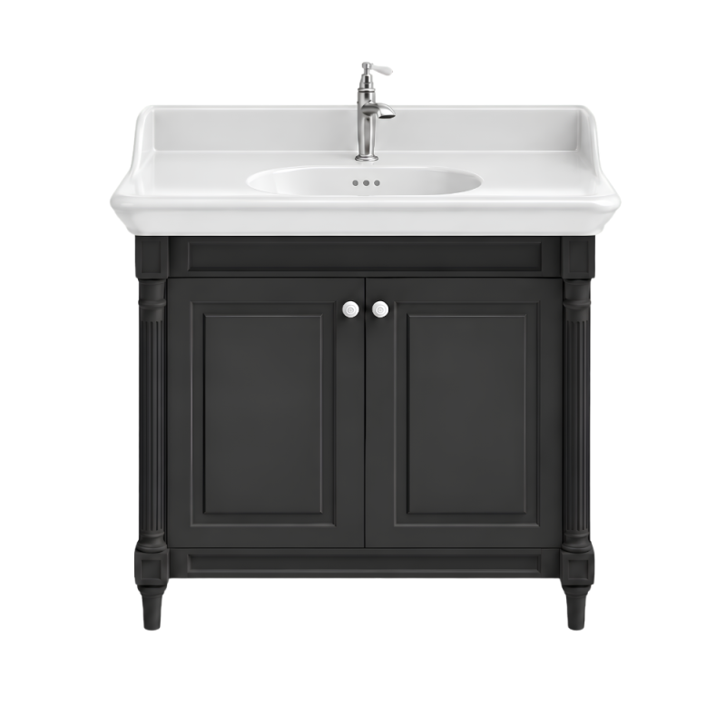 Meuble de salle de bain JACOB DELAFON Cléo 1889 Gris Intense + plan vasque 1 trou + mitigeur