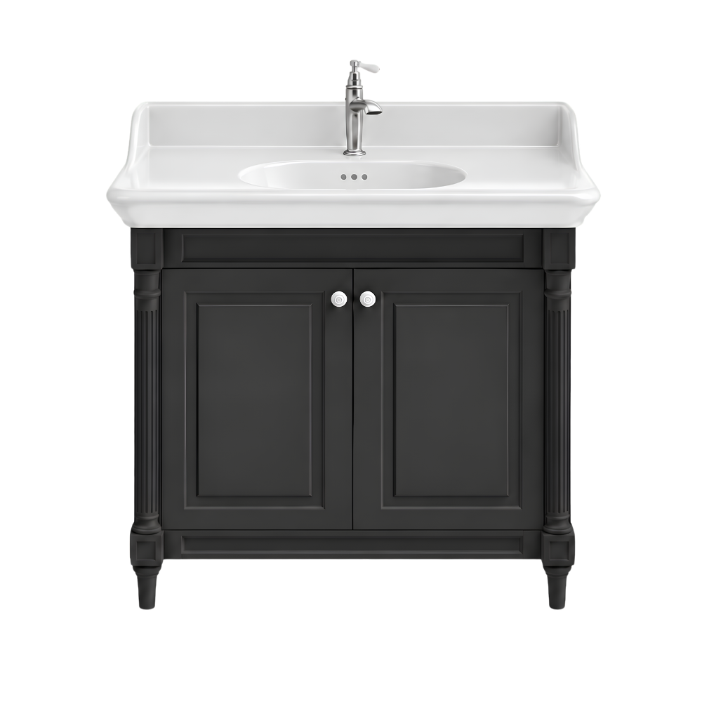 Meuble de salle de bain JACOB DELAFON Cléo 1889 Gris Intense + plan vasque 1 trou + mitigeur
