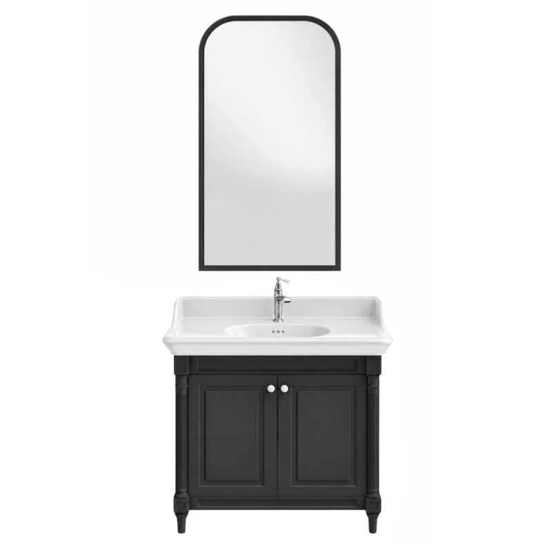 Meuble de salle de bain JACOB DELAFON Cléo 1889 Gris Intense + plan vasque 1 trou + miroir + mitigeur