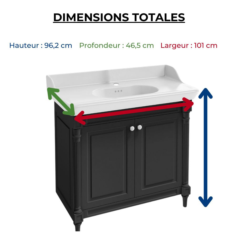 Meuble de salle de bain JACOB DELAFON Cléo 1889 Gris Intense + plan vasque 1 trou + colonne droite + mitigeur