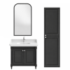 Meuble de salle de bain JACOB DELAFON Cléo 1889 Gris Intense + plan vasque 1 trou + colonne droite + miroir + mitigeur