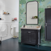 Meuble de salle de bain JACOB DELAFON Cléo 1889 Gris Intense + plan vasque 1 trou + colonne droite + miroir + mitigeur