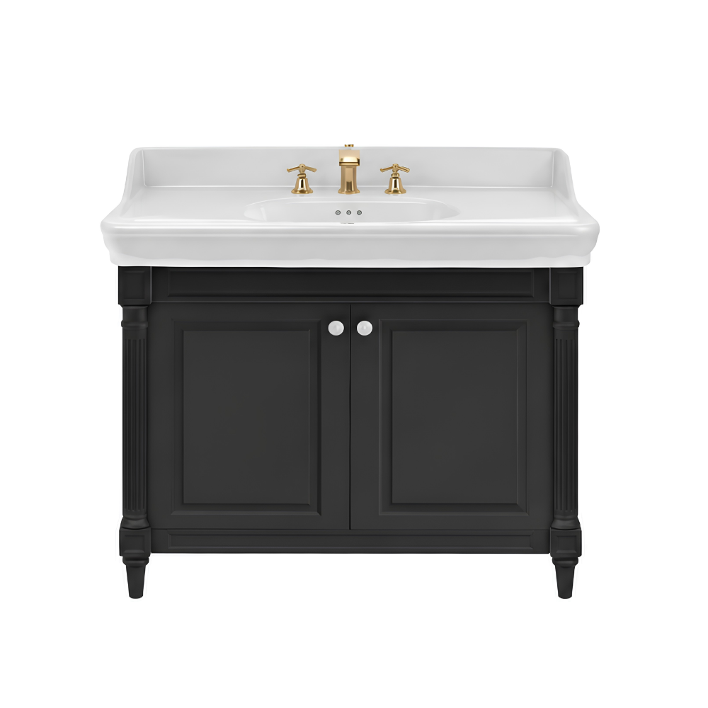 Meuble de salle de bain JACOB DELAFON Cléo 1889 Gris Intense + plan vasque 3 trous + mélangeur