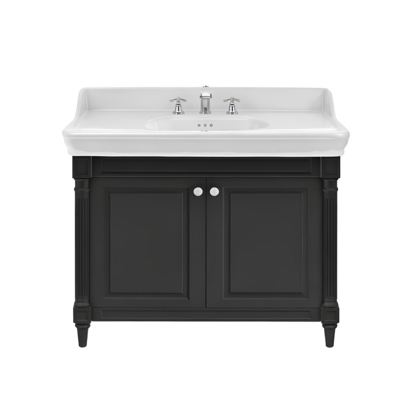 Meuble de salle de bain JACOB DELAFON Cléo 1889 Gris Intense + plan vasque 3 trous + mélangeur