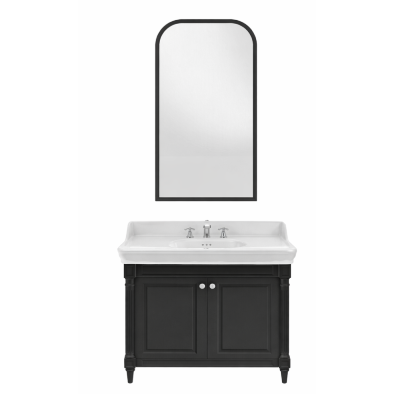 Meuble de salle de bain JACOB DELAFON Cléo 1889 Gris Intense + plan vasque 3 trous + miroir + mélangeur