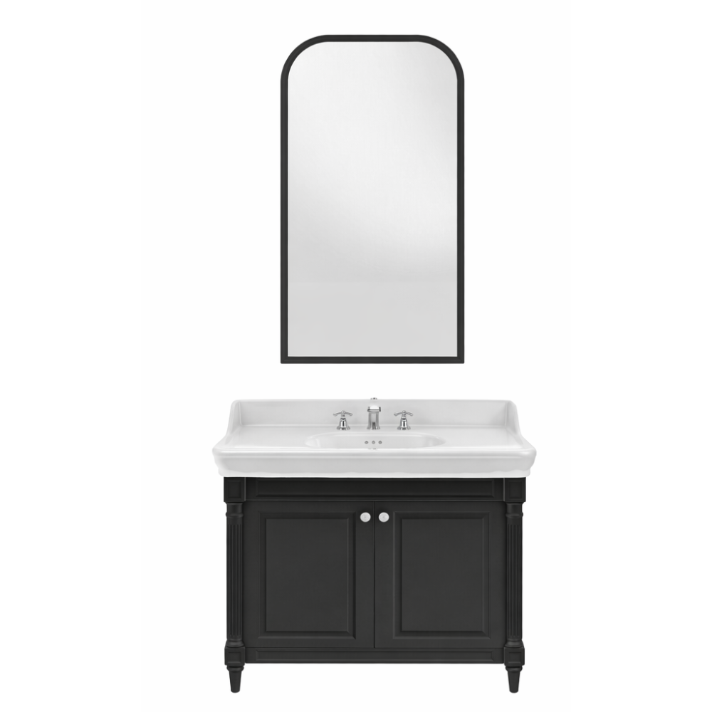 Meuble de salle de bain JACOB DELAFON Cléo 1889 Gris Intense + plan vasque 3 trous + miroir + mélangeur
