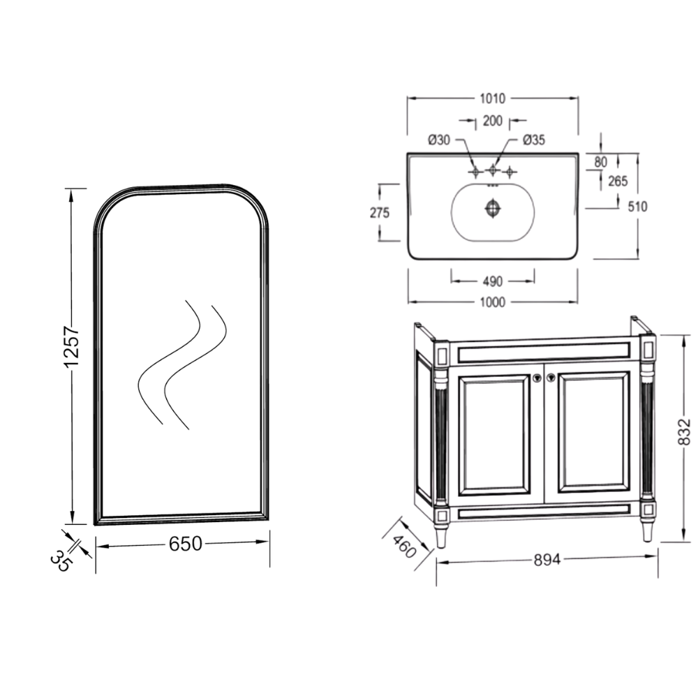 Meuble de salle de bain JACOB DELAFON Cléo 1889 Gris Intense + plan vasque 3 trous + miroir + mélangeur
