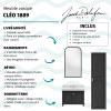 Meuble de salle de bain JACOB DELAFON Cléo 1889 Gris Intense + plan vasque 3 trous + miroir + colonne droite + mélangeur