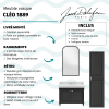 Meuble de salle de bain JACOB DELAFON Cléo 1889 Gris Intense + plan vasque 3 trous + miroir + colonne droite + mélangeur