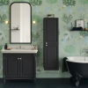 Meuble de salle de bain JACOB DELAFON Cléo 1889 Gris Intense + plan vasque 3 trous + miroir + colonne droite + mélangeur