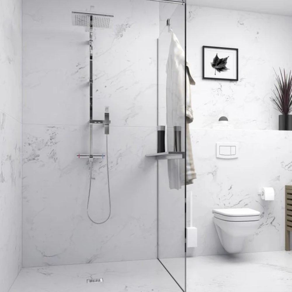 Cloison de douche avec réseau d’eau froide et chaude WEDI Sanwell XS