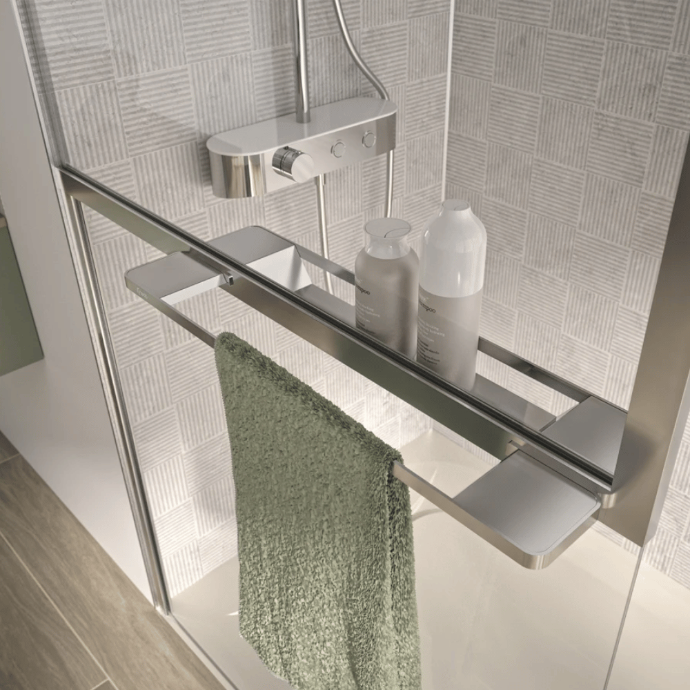 Paroi de douche KINEDO Walk-in Solo Z chromé porte-serviette