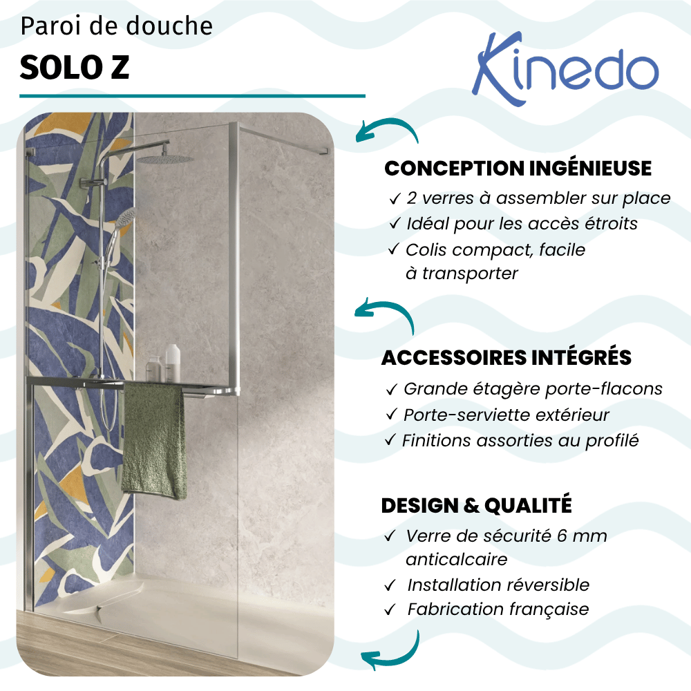 Paroi de douche KINEDO Walk-in Solo Z chromé infos