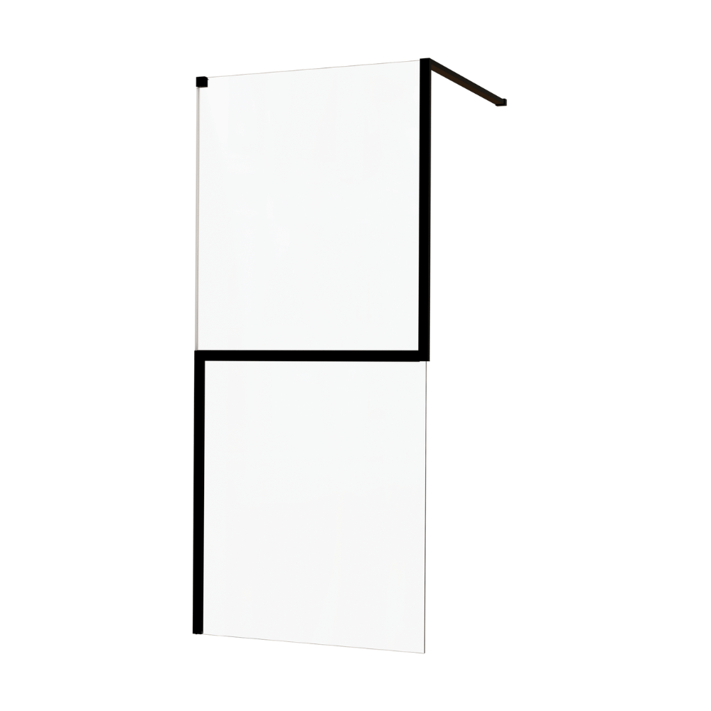 Paroi de douche KINEDO Walk-in Twinset en 2 parties avec verre anticalcaire noir mat