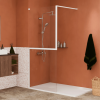 Paroi de douche KINEDO Walk-in Twinset en 2 parties avec verre anticalcaire blanc mat ambiance