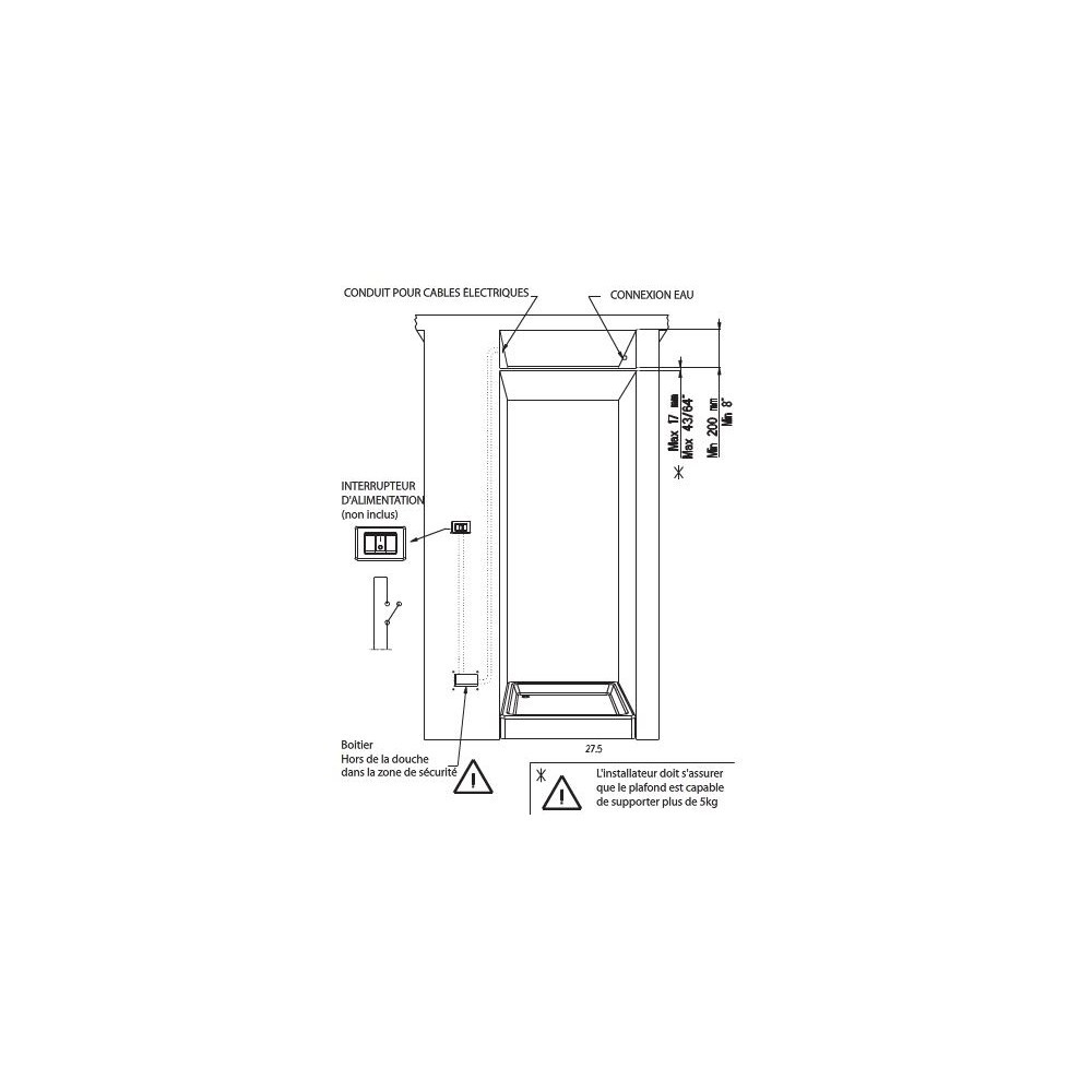 Ciel de pluie encastrable leds - Robinet douche encastrable Paini