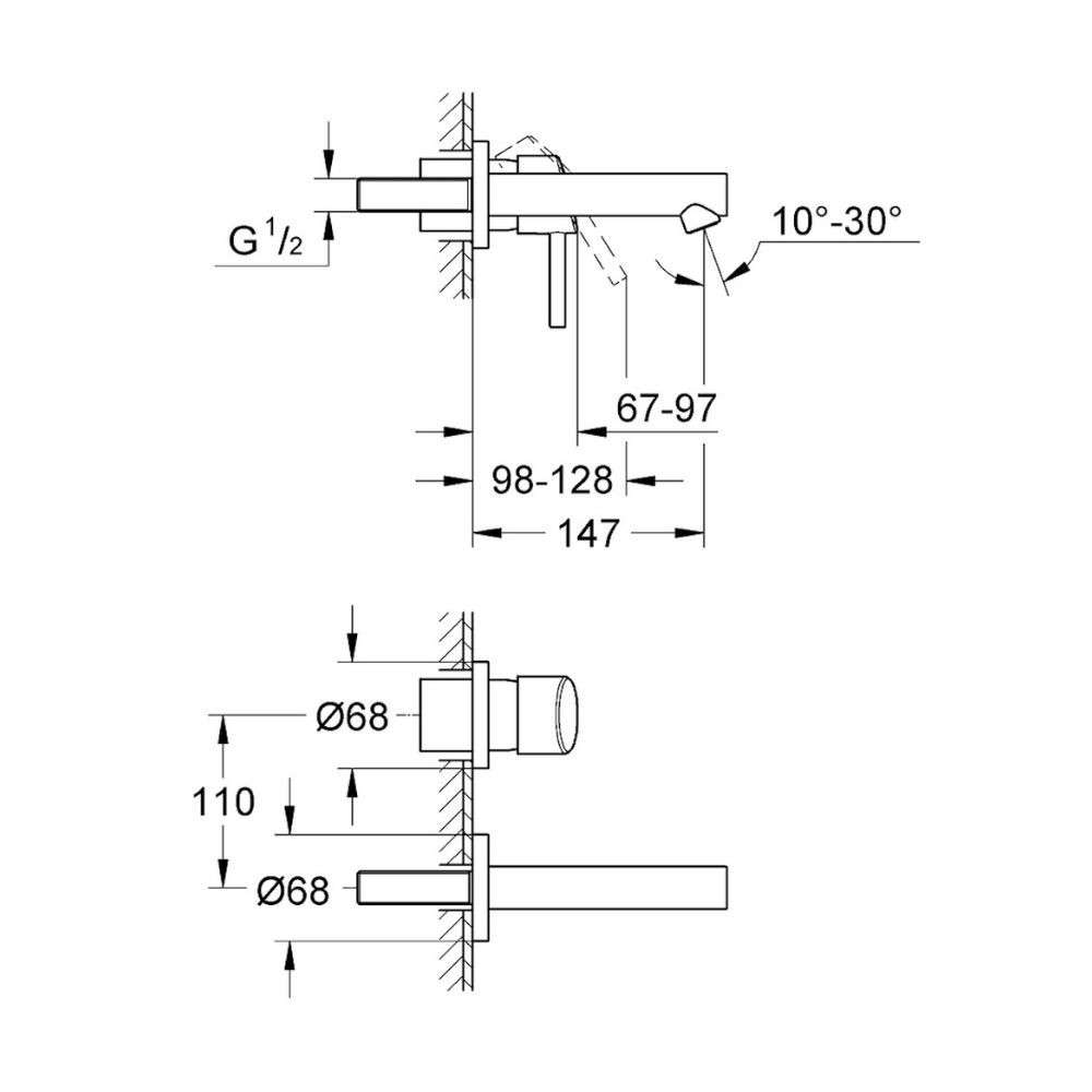 19575001_23571000 Schéma technique du mitigeur encastré Grohe Concetto