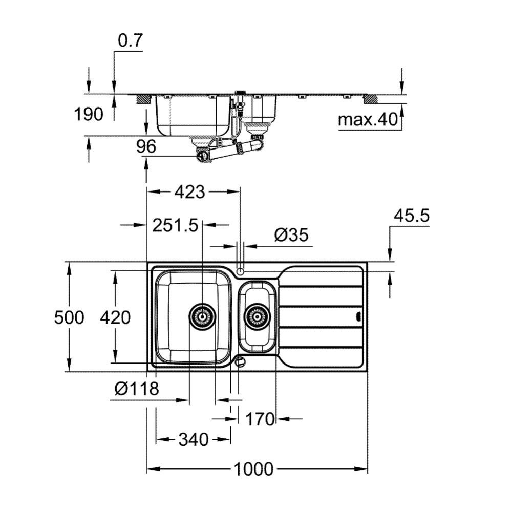 Evier Grohe K500 installation