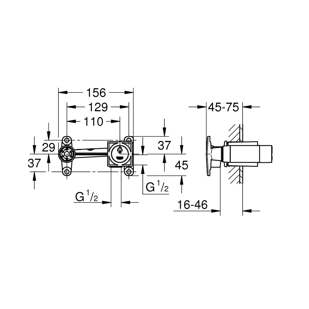 Installation robinet encastrable avec corps encastré Grohe pour mitigeur lavabo