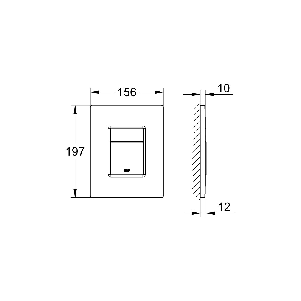 Dimensions plaque commande wc Grohe  Skate Cosmopolitan
