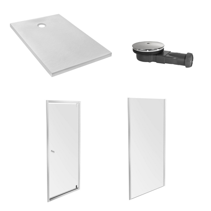 Pack receveur douche Jacob Delafon Ipso avec paroi d'angle coulissante Jacob Delafon Serenity