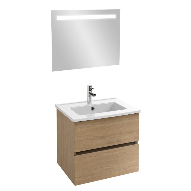Meuble sous plan vasque Jacob Delafon vasque et miroir LED