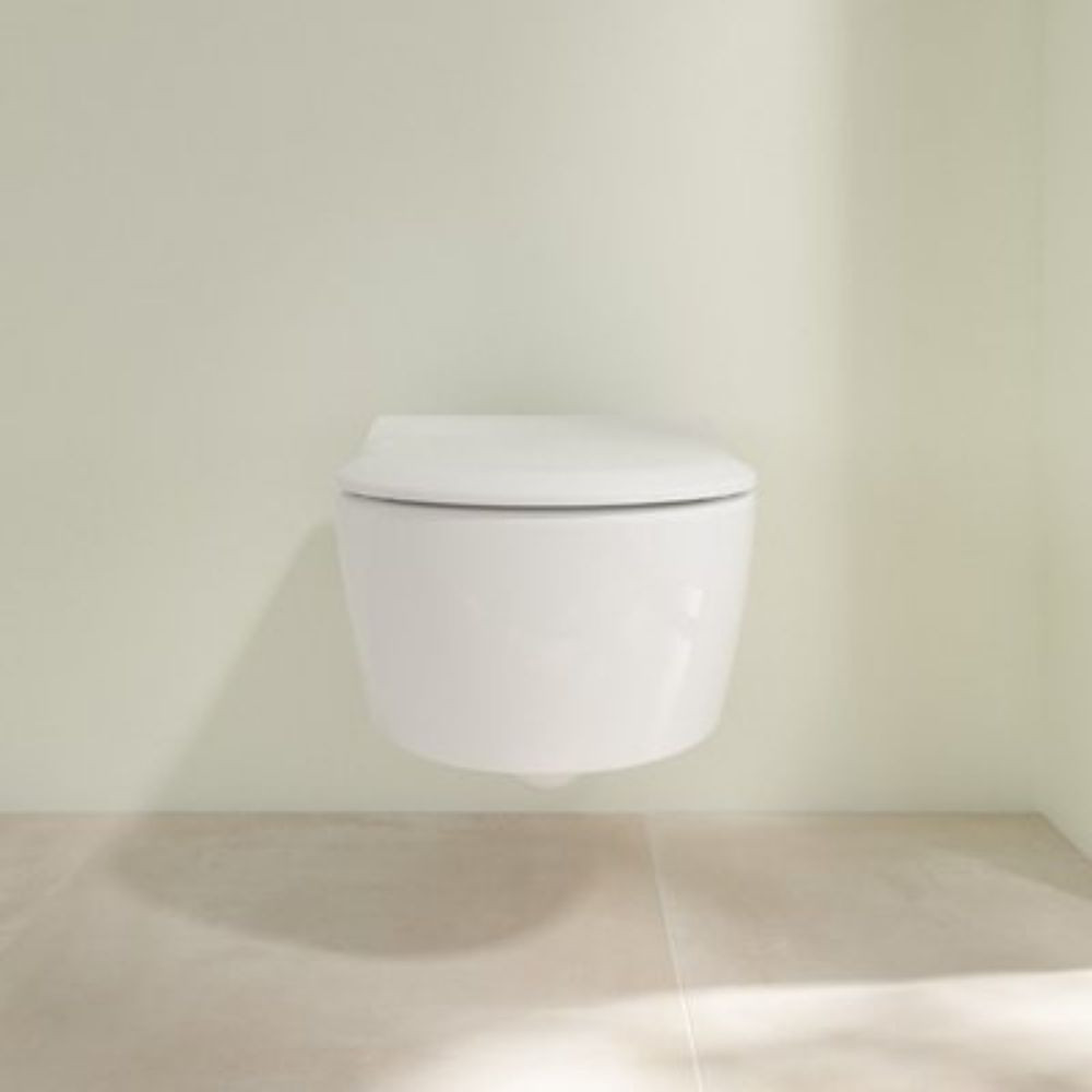 Vue de face pack WC modèle suspendu Villeroy&Boch Avento Blanc