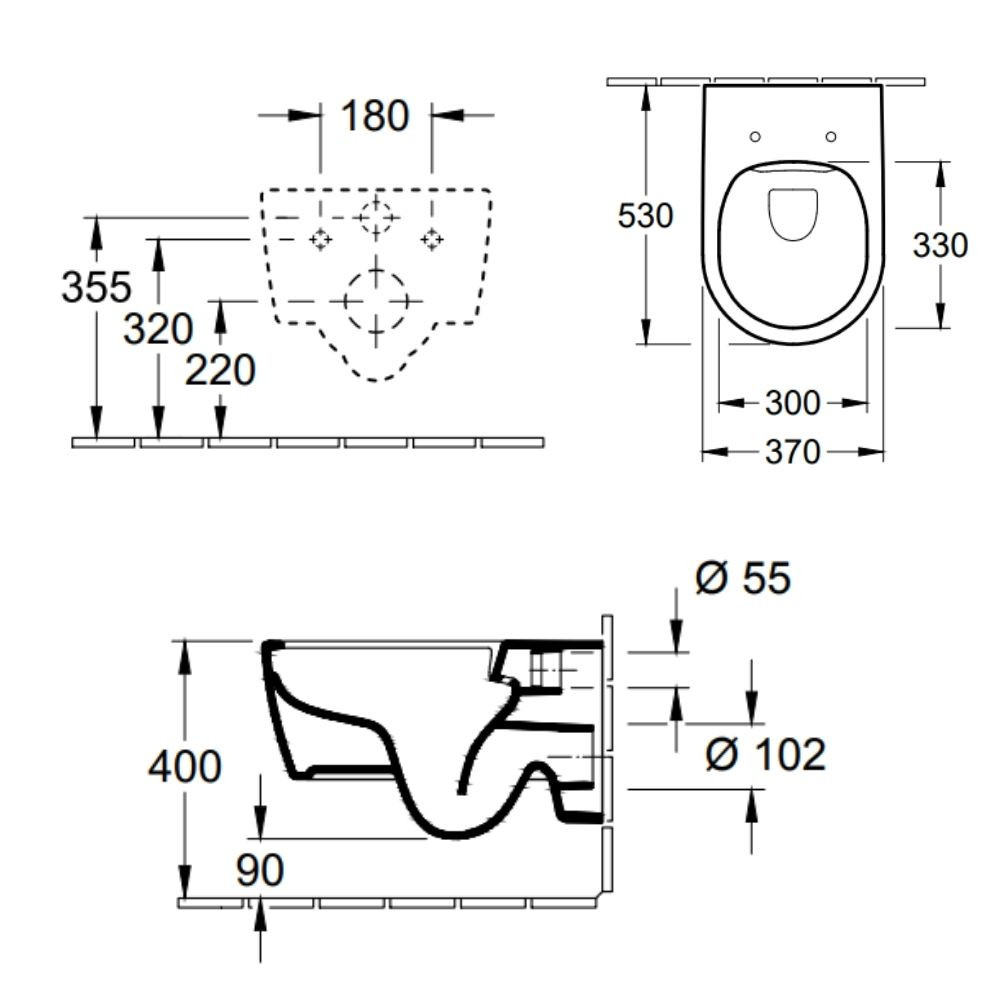 Vueack WC modèle suspendu Villeroy&Boch Avento Blanc
