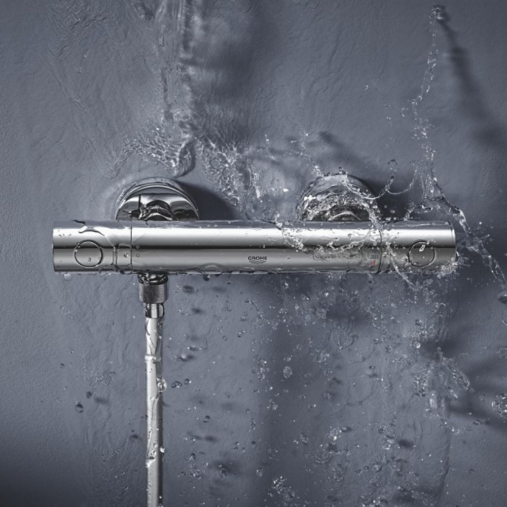 Mitigeur thermostatique chromé Grohe Grohtherme avec filtres intégrés