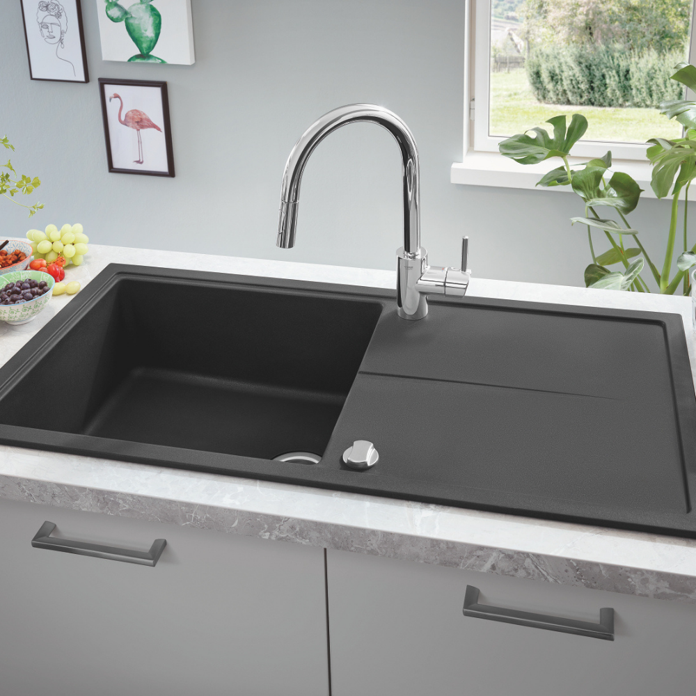 Robinet cuisine GROHE Mitigeur cuisine Concetto Bec haut chrome douchette extractible 31483002