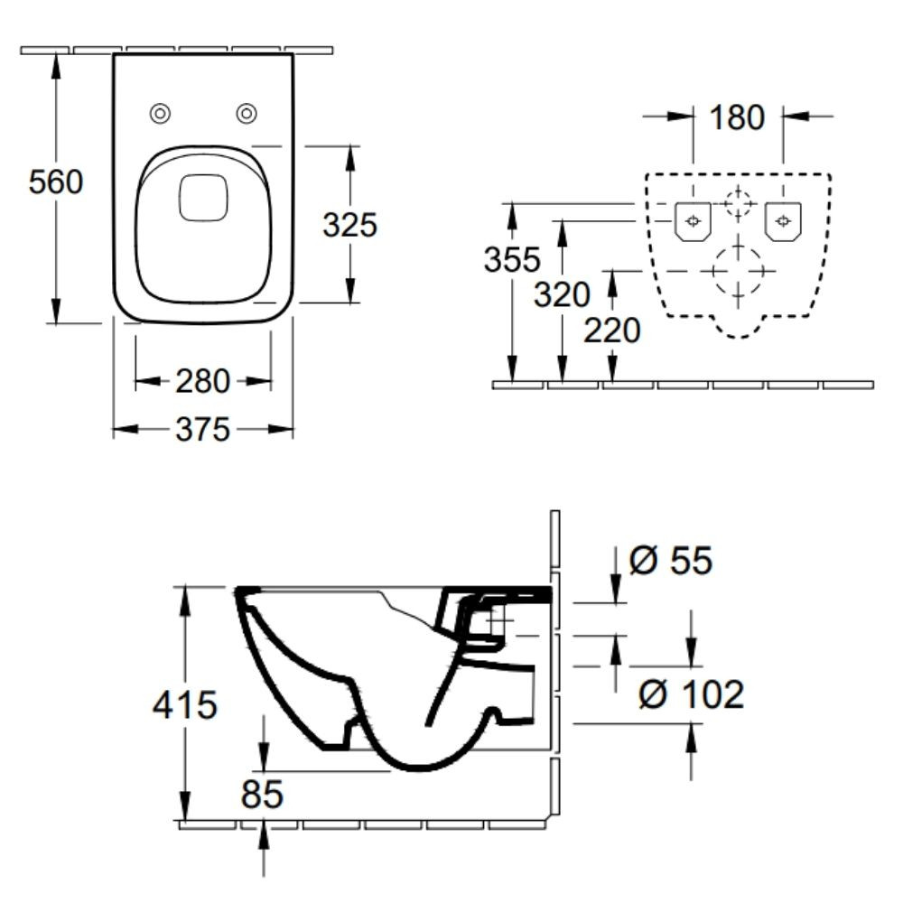 Pack WC suspendu Villeroy & Boch Venticello + Bâti support Grohe + plaque blanche