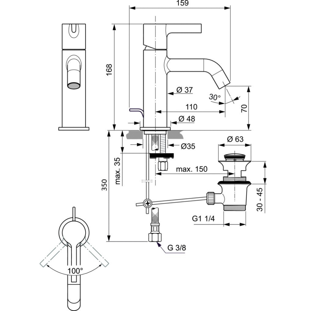 Mitigeur lavabo avec tirette Ideal Standard Joy or photo ambiance 3