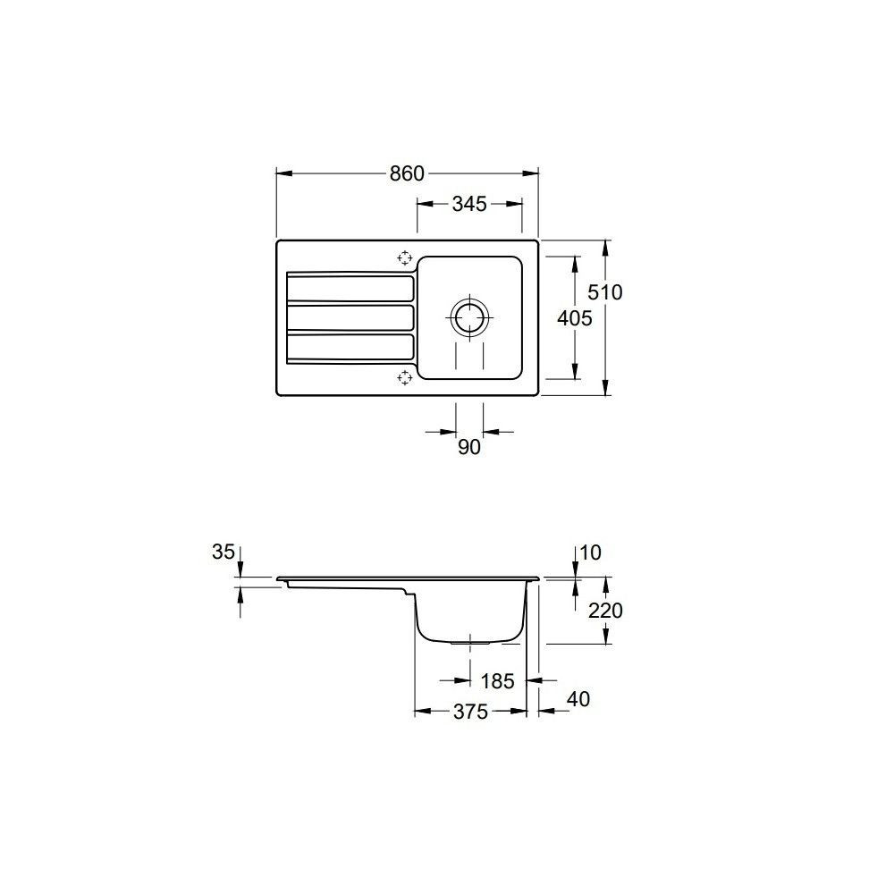 Evier Villeroy et Boch Architectura 50 86 x 51 cm Blanc + Robinet cuisine Grohe Bauloop