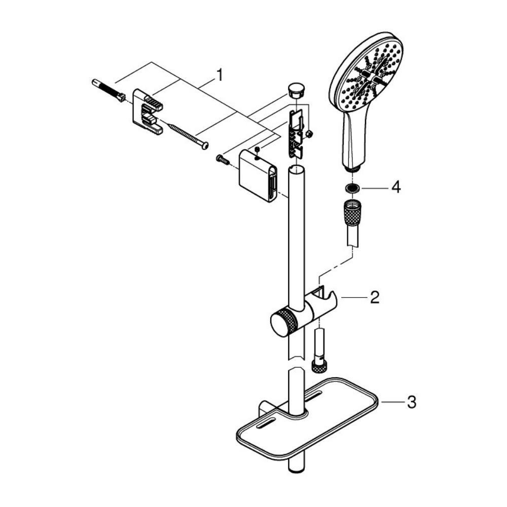 Robinet bain thermostatique avec tablette Grohe Grohtherm + Ensemble de douche Grohe Rainshower