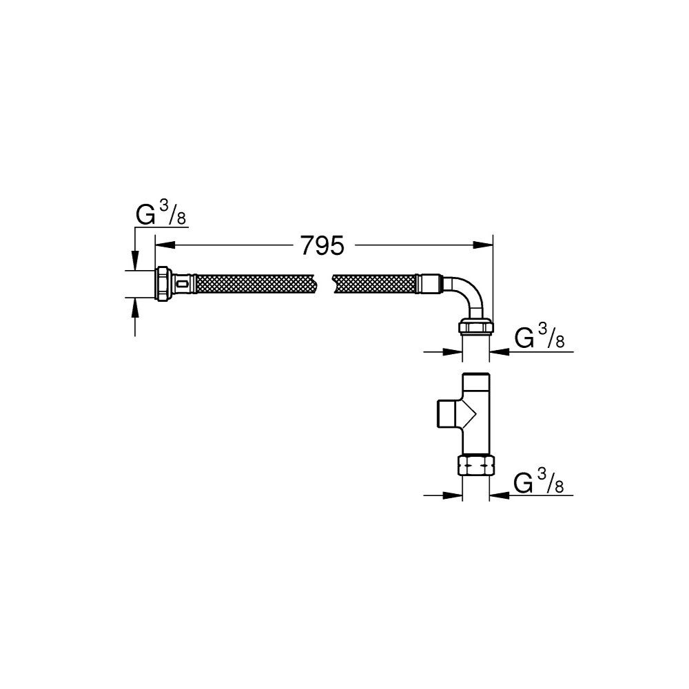 dimensions Pack Flexible et T pour abattant lavant Grohe