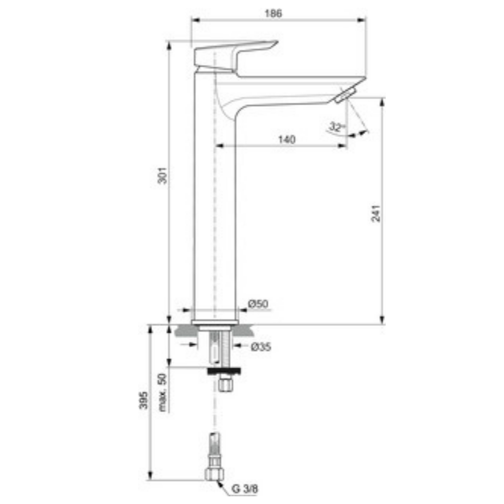 Ideal Standard Mitigeur Robinet Vasque chromé TESI A6576AA