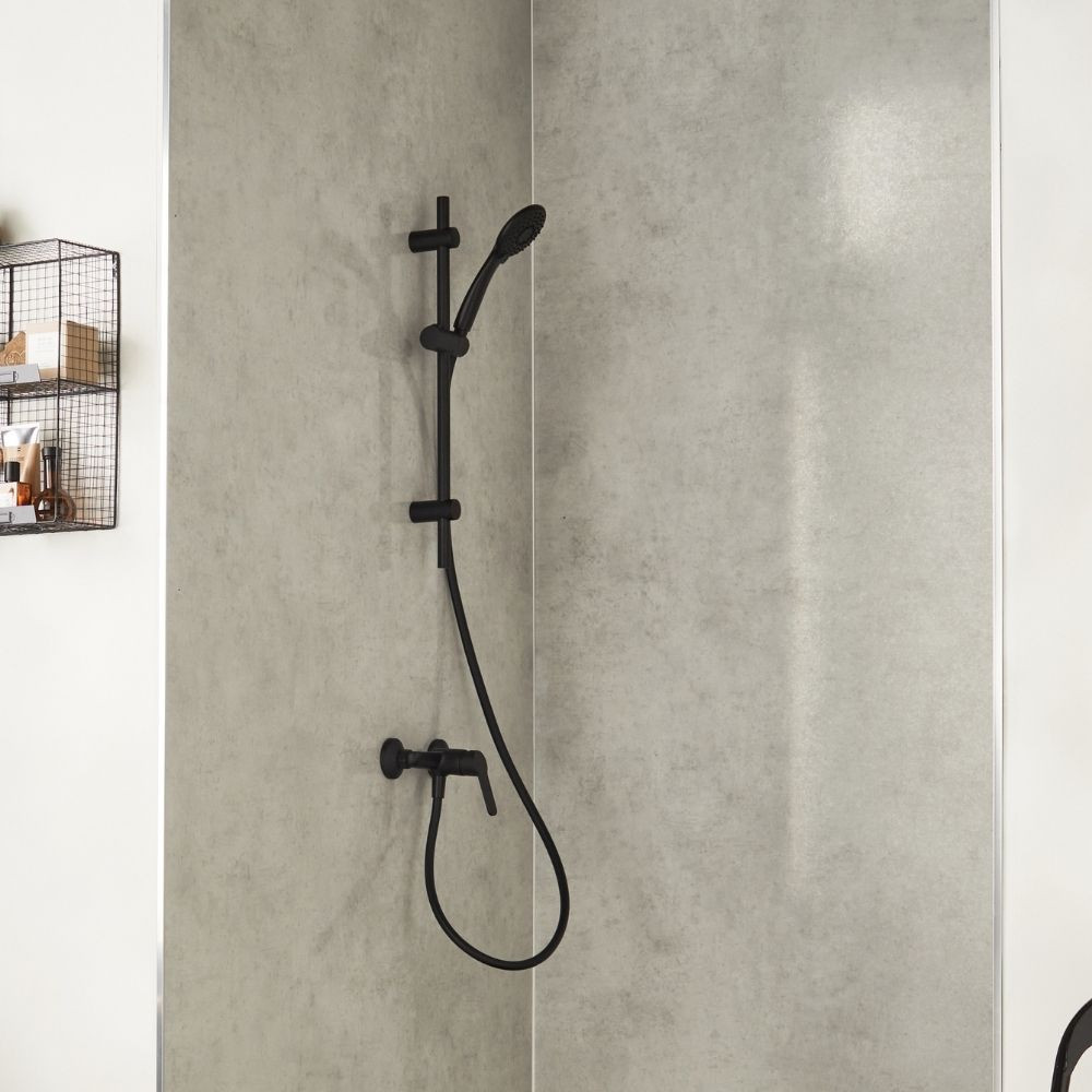 Pack mitigeur douche mécanique mural 2 trous Jacob Delafon Aimé noir complet